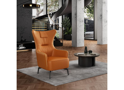 Orange Sessel Leder Sessel 76 x 80 cm Einsitzer Luxus Design Möbel
