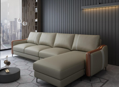 Sitz Ledersofa Couch Wohnlandschaft Garnitur Design Modern Sofas Ecksofa L-Form