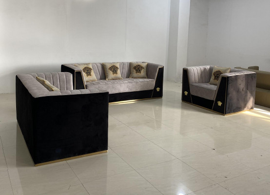 Luxus Sofa 2Sitzer Möbel Design Polster schwarz Textil Samt Sofas Couchen