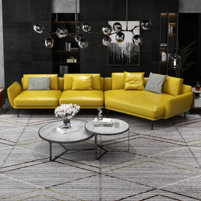 Ecksofa Sofa L-Form Ledersofa Couch Wohnlandschaft Garnitur Trapez Moderne Sofas