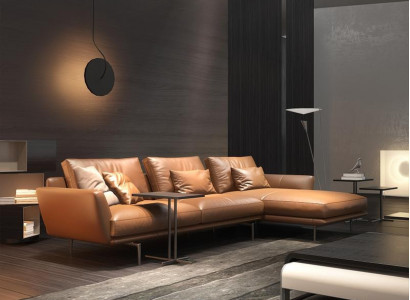 Sofa L-Form Ledersofa Couch Wohnlandschaft Garnitur Design Ecksofa Modern Sofa
