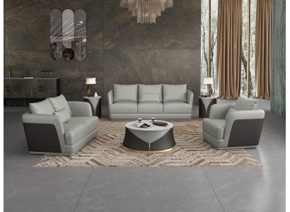 Sofagarnitur 3+2 Sitzer Wohnlandschaft Sofa Couch Polster Garnitur Ledersofa Neu