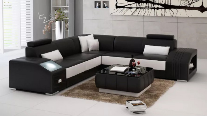 Lederpolster Design Ecksofa Couch Sofa L Form Wohnlandschaft Wohnzimmer Eckcouch