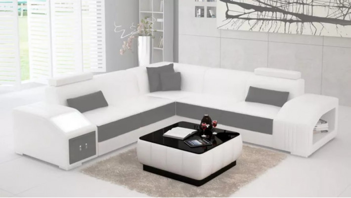 Lederpolster Design Ecksofa Couch Sofa L Form Wohnlandschaft Wohnzimmer Eckcouch