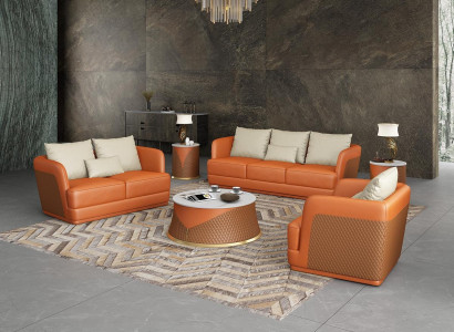 Luxus Sofa Design Couch Polster Moderne Sofas 3 Sitzer Dreisitzer orange big xxl