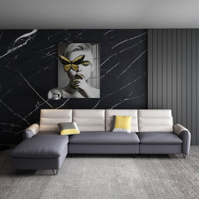 Wohnlandschaft Couch Polster Textil Stoff Leder Sitz Garnitur L-Form Eck Ecksofa