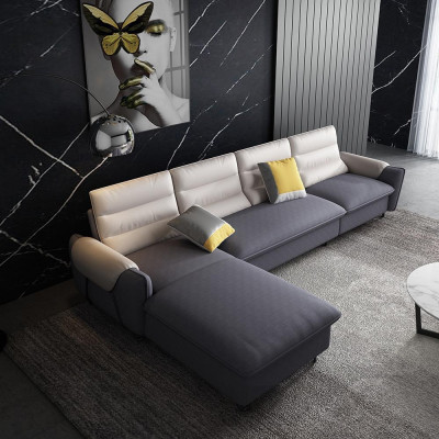 Wohnlandschaft Couch Polster Textil Stoff Leder Sitz Garnitur L-Form Eck Ecksofa