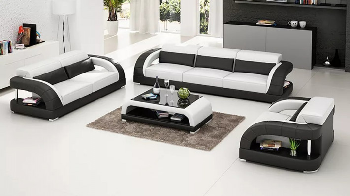 Wohnlandschaft Sofagarnitur 3+2+1 Sitzer Designer-Sofa Ledersofa Modernes Sofa
