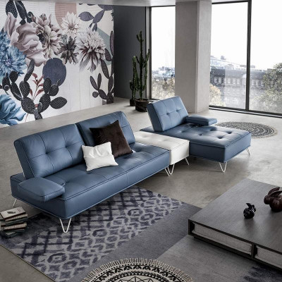 Wohnlandschaft Couch Polster Textil Stoff Leder Sitz Garnitur Eck L-Form Ecksofa