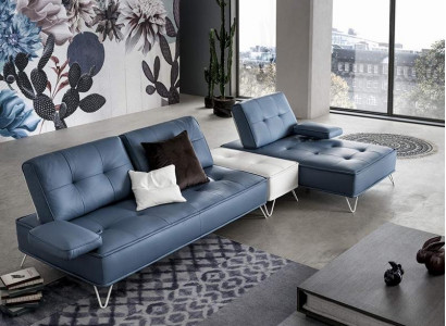 Wohnlandschaft Couch Polster Textil Stoff Leder Sitz Garnitur Eck L-Form Ecksofa