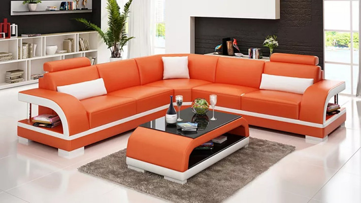 Ledersofa Ecksofa Polster Eckgarnitur Sofa Polster Couch Garnitur Wohnlandschaft