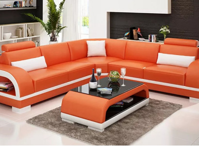 Ledersofa Ecksofa Polster Eckgarnitur Sofa Polster Couch Garnitur Wohnlandschaft