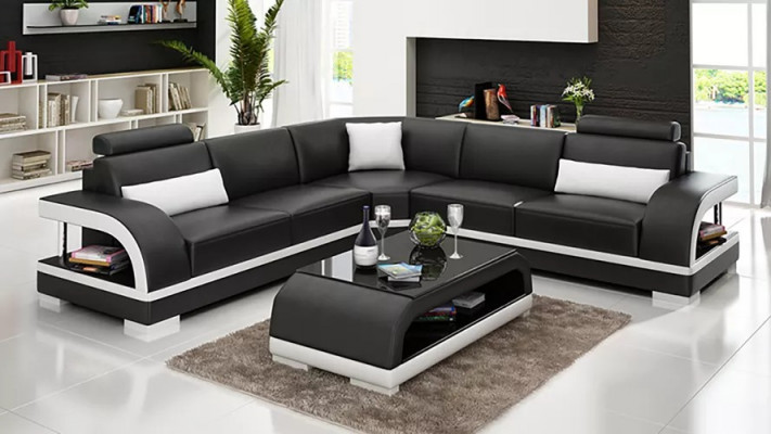 Ledersofa Ecksofa Polster Eckgarnitur Sofa Polster Couch Garnitur Wohnlandschaft