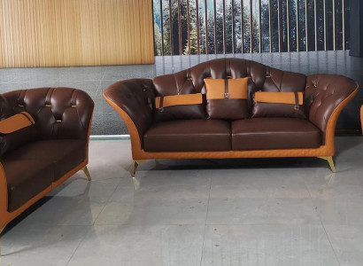 Sofagarnitur 3+2+1 Sitzer Wohnlandschaft Sofa Couch Polster Garnitur Ledersofa