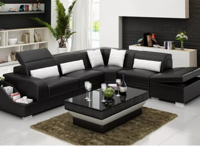 Garnitur Eckgarnitur Sofa Ledersofa Ecksofa Polster Polster Couch Wohnlandschaft