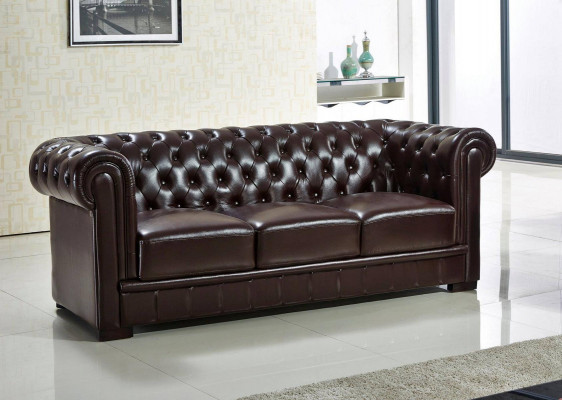Dreisitzer Couch Polster Design Sofa Moderne 3er Sitz Sofas chesterfield braun
