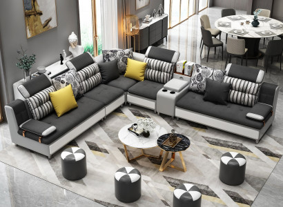 Ecksofa L Form Modernes Sofa Ledersofa Polster Wohnlandschaft Design Couchen Neu
