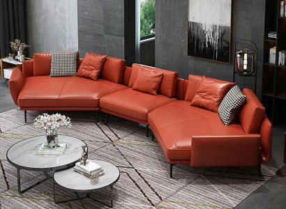 Edle Ecksofa U-Form Wohnlandschaft Sofa Couch Polster Ecke Garnitur Ledersofa