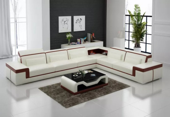 Lederpolster Design Ecksofa Wohnzimmer Eckcouch Couch Sofa L Form Wohnlandschaft