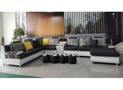 Ecksofa U-Form Wohnlandschaft Sofa Couch Polster Ecke Garnitur Stoff Sofas Neu