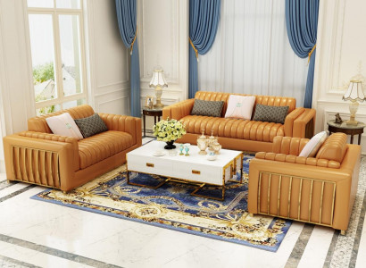 Luxus Ledersofa Couch Wohnlandschaft Garnitur Design Modern Sofas Sofa 3+2+1 Neu