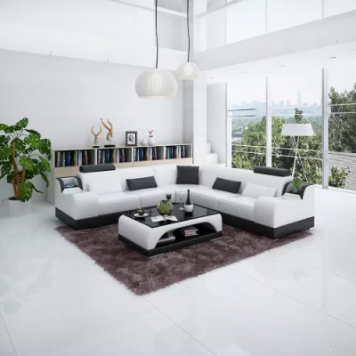Design Ecksofa Wohnzimmer Moderne Eckcouch Lederpolster Couch Sofa