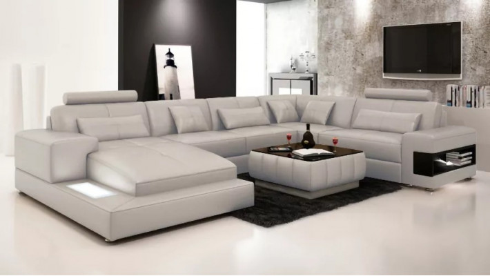 Ecksofa Polster Ledersofa Designer-Sofa Ecksofa U-Form Modernes Sofa