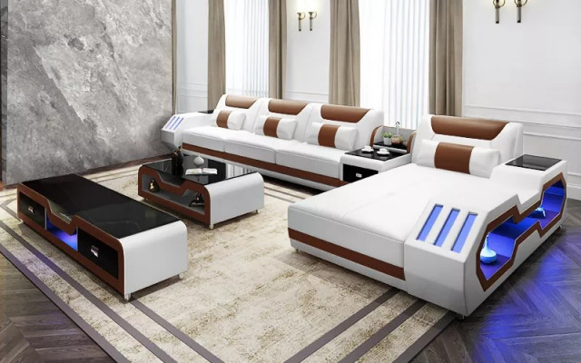 Lederpolster Design Ecksofa Eckcouch Couch Sofa L Form Wohnlandschaft