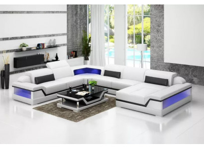 Ledersofa Ecksofa U-Form Modernes Sofa Wohnlandschaft Ledercouch