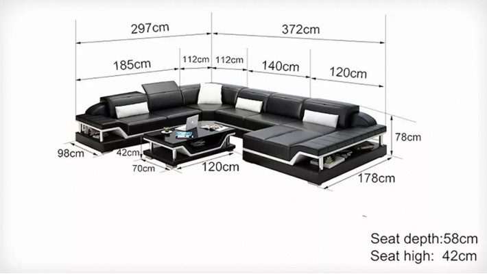 Ledersofa Ecksofa U-Form Modernes Sofa Wohnlandschaft Ledercouch