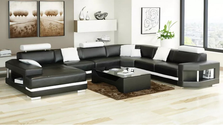Design Moderne Wohnzimmer Ecksofa Möbel Eckcouch Lederpolster Couch