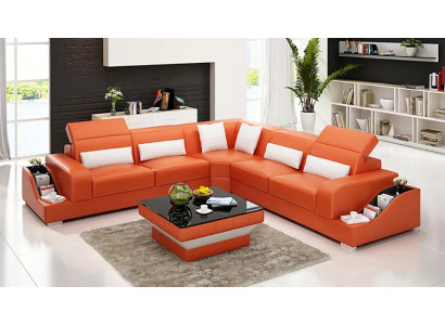 Design Möbel Ecksofa Wohnzimmer Eckcouch Lederpolster Couch Sofa