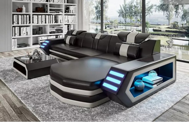 Design Ecksofa Wohnzimmer Möbel Eckcouch Lederpolster Couch Sofa