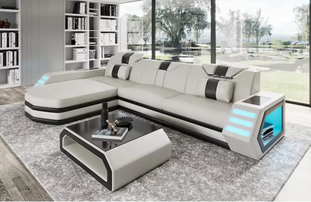 Design Ecksofa Wohnzimmer Möbel Eckcouch Lederpolster Couch Sofa