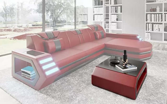 Design Ecksofa Wohnzimmer Möbel Eckcouch Lederpolster Couch Sofa