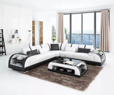 Design Sofa Möbel Eckcouch Ecksofa Wohnzimmer Lederpolster Couch