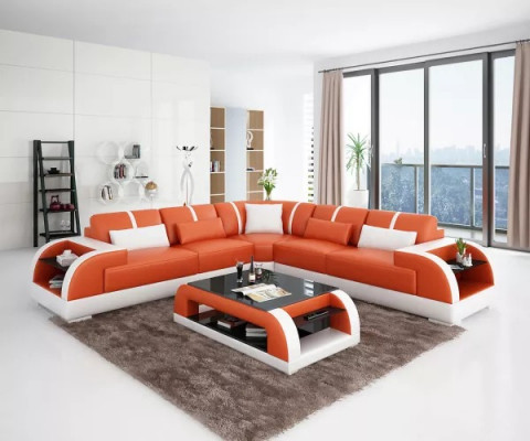 Design Sofa Möbel Eckcouch Ecksofa Wohnzimmer Lederpolster Couch