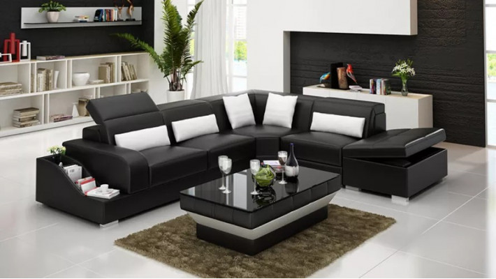 Design Moderne Eckcouch Ecksofa Wohnzimmer Lederpolster Couch Sofa