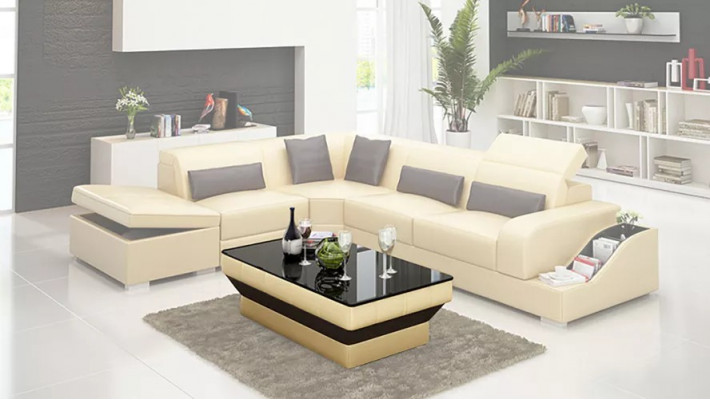 Design Moderne Eckcouch Ecksofa Wohnzimmer Lederpolster Couch Sofa