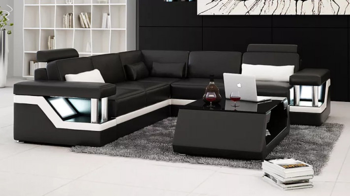 Eckcouch Design Ecksofa Wohnzimmer Möbel Lederpolster Couch Sofa