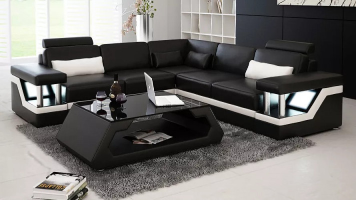 Eckcouch Design Ecksofa Wohnzimmer Möbel Lederpolster Couch Sofa
