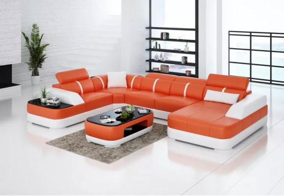 Ecksofa Design Moderne Wohnzimmer Eckcouch Lederpolster Couch Sofa