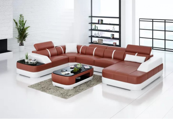 Ecksofa Design Moderne Wohnzimmer Eckcouch Lederpolster Couch Sofa