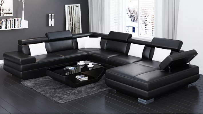 Sofa wohnzimmer Leder xxl couch polster landschaft moderne designer