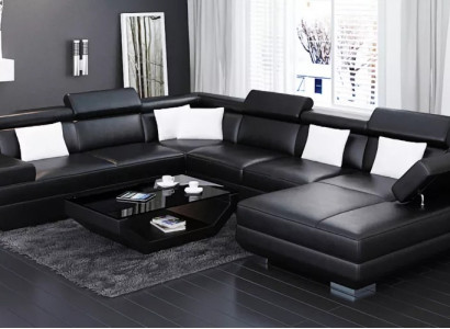 Sofa wohnzimmer Leder xxl couch polster landschaft moderne designer