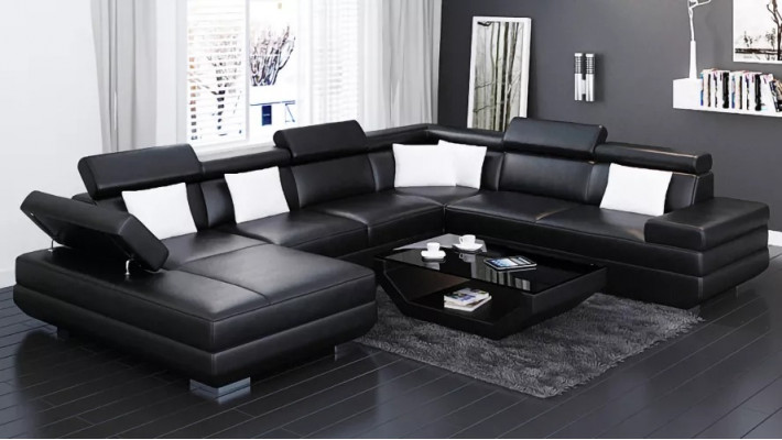 Sofa wohnzimmer Leder xxl couch polster landschaft moderne designer