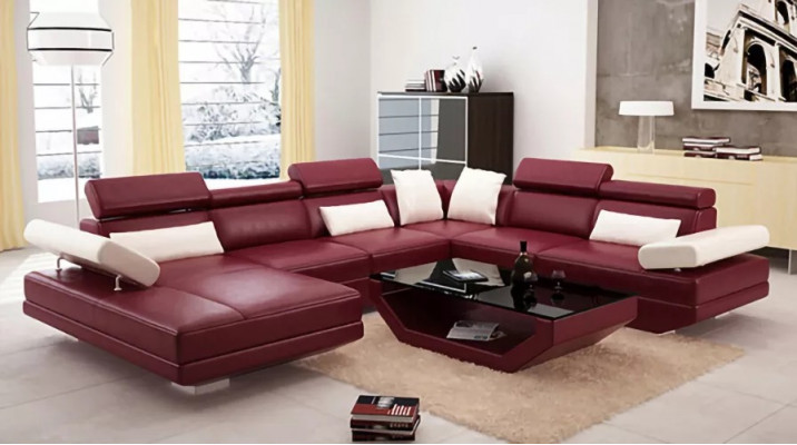 Sofa wohnzimmer Leder xxl couch polster landschaft moderne designer