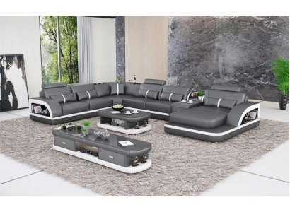 Wohnzimmer Leder xxl couch sofa polster landschaft moderne designer