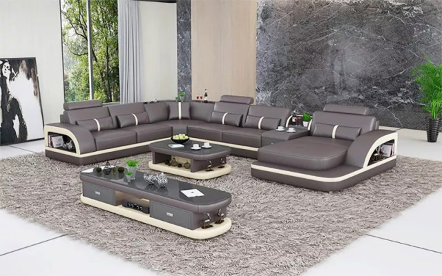 Wohnzimmer Leder xxl couch sofa polster landschaft moderne designer