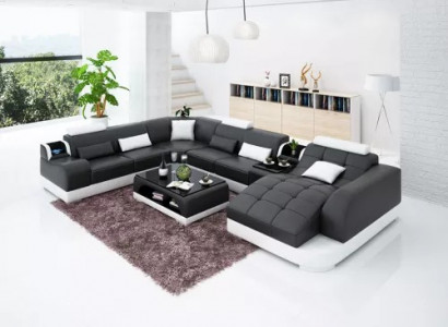 Polsterecke Ledersofa Wohnzimmersofa Eckcouch Eckgarnitur Sofa mit